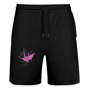 Origami grue comme papier - Short de jogging bio TRAINER Stanley/Stella unisexe - noir - Devant - Nik (191cm) & Marisol (170cm)
