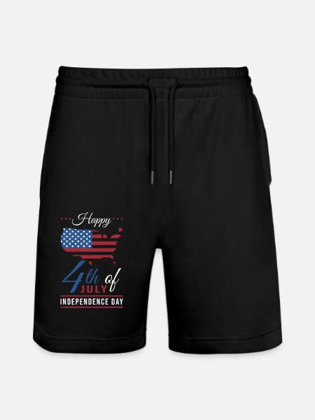 4th July Independence Day USA - Stanley/Stella Trainer Unisex Organic Jogging Shorts - black