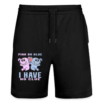 Pink oder Blau - Stanley/Stella Unisex Bio Joggingshorts Trainer  - Schwarz - Vorne - Nik (191cm) & Marisol (170cm)
