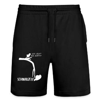 WItziger Spruch mit dickem Vogel für Übergewichtig - Stanley/Stella Unisex Bio Joggingshorts Trainer  - Schwarz - Vorne - Nik (191cm) & Marisol (170cm)
