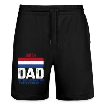 Dutch Dad Netherlands flag design for the - Stanley/Stella Trainer Unisex Organic Jogging Shorts - black - Front - Nik (191cm) & Marisol (170cm)