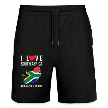 Afrique du Sud J'aime l'Afrique du Sud - Short de jogging bio TRAINER Stanley/Stella unisexe - noir - Devant - Nik (191cm) & Marisol (170cm)