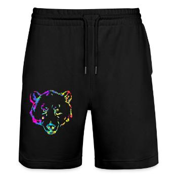 Bär marmoriert - Stanley/Stella Unisex Bio Joggingshorts Trainer  - Schwarz - Vorne - Nik (191cm) & Marisol (170cm)