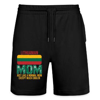Drapeau Lituanien de la Mère Lithuanienne pour la fête des mères - Short de jogging bio TRAINER Stanley/Stella unisexe - noir - Devant - Nik (191cm) & Marisol (170cm)