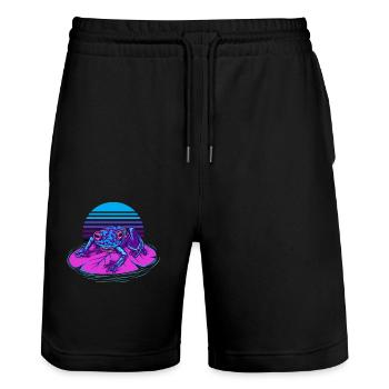 frog, frog loves frogs, frog catcher, - Stanley/Stella Trainer Unisex Organic Jogging Shorts - black - Front - Nik (191cm) & Marisol (170cm)