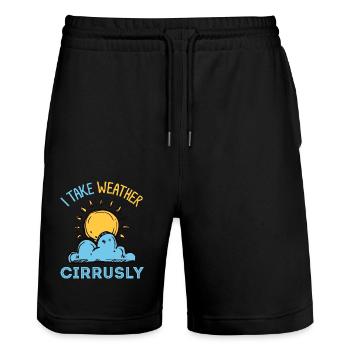 Meteorologie, Meteorologie Verfolger, Sturmjäger, - Stanley/Stella Unisex Bio Joggingshorts Trainer  - Schwarz - Vorne - Nik (191cm) & Marisol (170cm)