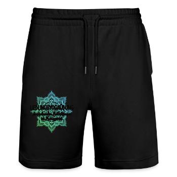 Aufgehender Mittelfinger im Morgenrot Yoga Mandala - Stanley/Stella Unisex Bio Joggingshorts Trainer  - Schwarz - Vorne - Nik (191cm) & Marisol (170cm)