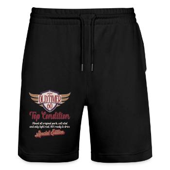 60 years oldtimer top condition 60th birthday - Stanley/Stella Trainer Unisex Organic Jogging Shorts - black - Front - Nik (191cm) & Marisol (170cm)
