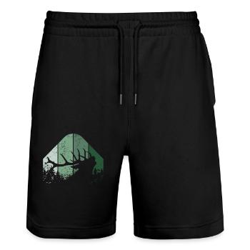Deer forester hunter - Stanley/Stella Trainer Unisex Organic Jogging Shorts - black - Front - Nik (191cm) & Marisol (170cm)