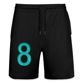 Number 8 - Number 8 - Stanley/Stella Trainer Unisex Organic Jogging Shorts - black - Front - Nik (191cm) & Marisol (170cm)