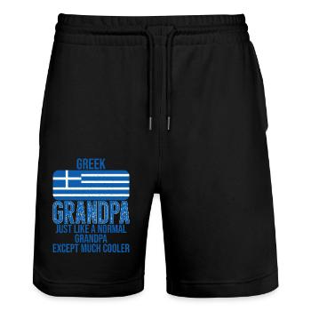 Greek Grandpa drapeau grec pour la fête des pères - Short de jogging bio TRAINER Stanley/Stella unisexe - noir - Devant - Nik (191cm) & Marisol (170cm)