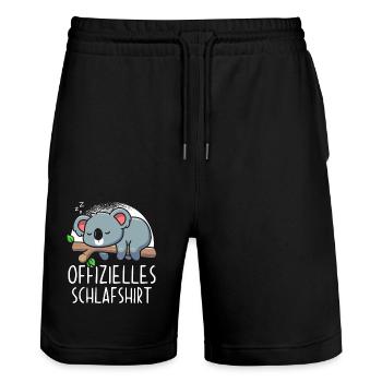 Offizielles Schlafshirt Koala - Stanley/Stella Unisex Bio Joggingshorts Trainer  - Schwarz - Vorne - Nik (191cm) & Marisol (170cm)