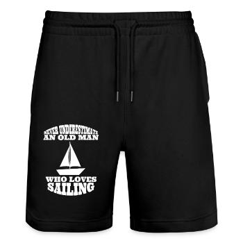 Sail Boat Grandpa Sailing Papa Ship Sailor Captain - Stanley/Stella Trainer Unisex Organic Jogging Shorts - black - Front - Nik (191cm) & Marisol (170cm)