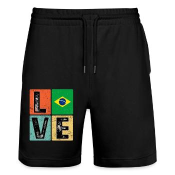 I Love Brazil drapeau pour l’orgueil brésilien - Short de jogging bio TRAINER Stanley/Stella unisexe - noir - Devant - Nik (191cm) & Marisol (170cm)