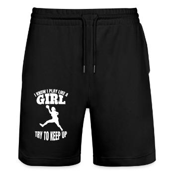 Handball Frauenhandball Mädchen Handballerin Damen - Stanley/Stella Unisex Bio Joggingshorts Trainer  - Schwarz - Vorne - Nik (191cm) & Marisol (170cm)