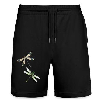 Dragonfly Insect Yoga Meditation Summer Pattern - Stanley/Stella Trainer Unisex Organic Jogging Shorts - black - Front - Nik (191cm) & Marisol (170cm)