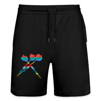 Dart - Stanley/Stella Trainer Unisex Organic Jogging Shorts - black - Front - Nik (191cm) & Marisol (170cm)