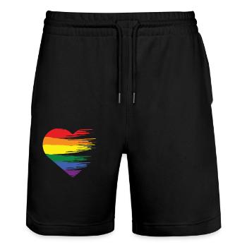 Arc-en-ciel égalité des droits cardiaques cadeau - Short de jogging bio TRAINER Stanley/Stella unisexe - noir - Devant - Nik (191cm) & Marisol (170cm)