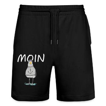 MOIN - MÖVE - Stanley/Stella Unisex Bio Joggingshorts Trainer  - Schwarz - Vorne - Nik (191cm) & Marisol (170cm)