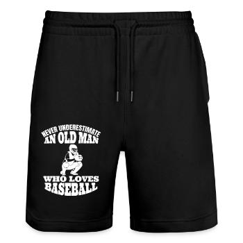 Baseball amateurs de baseball joueur de baseball - Short de jogging bio TRAINER Stanley/Stella unisexe - noir - Devant - Nik (191cm) & Marisol (170cm)