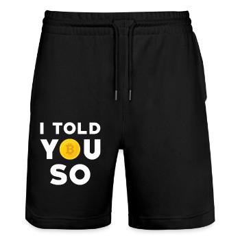 Bitcoin - Stanley/Stella Trainer Unisex Organic Jogging Shorts - black - Front - Nik (191cm) & Marisol (170cm)