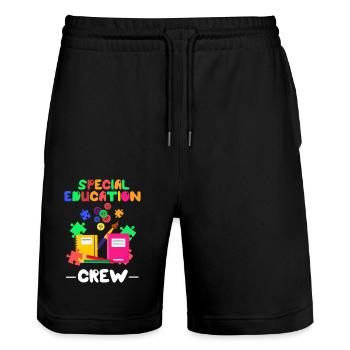 Sonderpädagogik Lehrer, Sonderpädagogik Lehrer - Stanley/Stella Unisex Bio Joggingshorts Trainer  - Schwarz - Vorne - Nik (191cm) & Marisol (170cm)