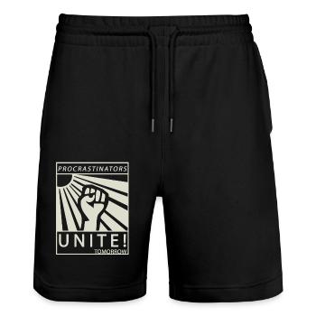 Procrastinators Unite Tomorrow Studenten Geschenk - Stanley/Stella Unisex Bio Joggingshorts Trainer  - Schwarz - Vorne - Nik (191cm) & Marisol (170cm)