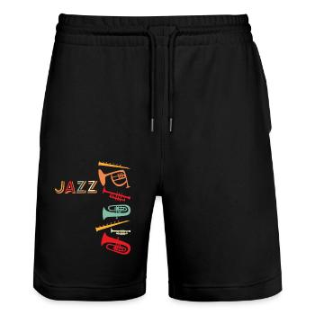 Jazz - Stanley/Stella Unisex Bio Joggingshorts Trainer  - Schwarz - Vorne - Nik (191cm) & Marisol (170cm)