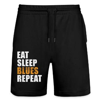 Blues Eat Sleep Blues Repeat - Stanley/Stella Unisex Bio Joggingshorts Trainer  - Schwarz - Vorne - Nik (191cm) & Marisol (170cm)
