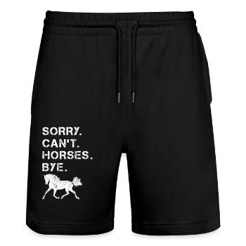 Lustiger Pferdespruch Reiterin - Stanley/Stella Unisex Bio Joggingshorts Trainer  - Schwarz - Vorne - Nik (191cm) & Marisol (170cm)