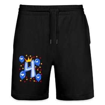 4ème anniversaire jeunes ballons de couronne étoiles - Short de jogging bio TRAINER Stanley/Stella unisexe - noir - Devant - Nik (191cm) & Marisol (170cm)