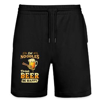 Noodle Ramen Saying - Stanley/Stella Trainer Unisex Organic Jogging Shorts - black - Front - Nik (191cm) & Marisol (170cm)