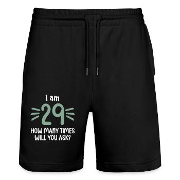 I am 29 as often still 30 years 30th birthday - Stanley/Stella Trainer Unisex Organic Jogging Shorts - black - Front - Nik (191cm) & Marisol (170cm)