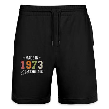 Vintage 1973 73 Anniversaire Rétro Millésime cadeau - Short de jogging bio TRAINER Stanley/Stella unisexe - noir - Devant - Nik (191cm) & Marisol (170cm)