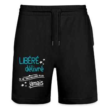 Libéré Délivré Je Ne Travaillerai Plus Jamais - Short de jogging bio TRAINER Stanley/Stella unisexe - noir - Devant - Nik (191cm) & Marisol (170cm)