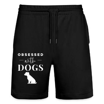 Des chiens drôles de phrases - Short de jogging bio TRAINER Stanley/Stella unisexe - noir - Devant - Nik (191cm) & Marisol (170cm)