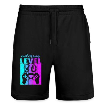 Level 30 Gaming Controller 30th Birthday - Stanley/Stella Trainer Unisex Organic Jogging Shorts - black - Front - Nik (191cm) & Marisol (170cm)