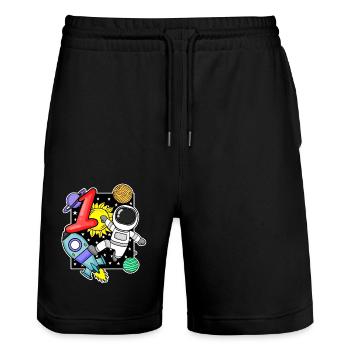 1 years astronaut boy 1st birthday gift - Stanley/Stella Trainer Unisex Organic Jogging Shorts - black - Front - Nik (191cm) & Marisol (170cm)