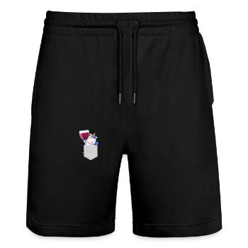 Wein Einhorn Geschenke - Stanley/Stella Unisex Bio Joggingshorts Trainer  - Schwarz - Vorne - Nik (191cm) & Marisol (170cm)