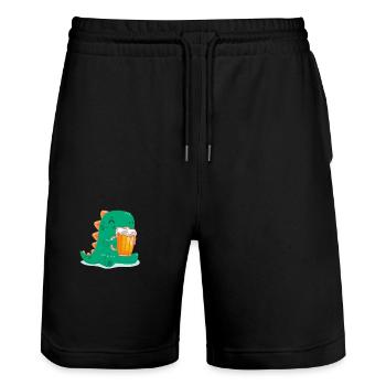 Beer Gift with Dino - Stanley/Stella Trainer Unisex Organic Jogging Shorts - black - Front - Nik (191cm) & Marisol (170cm)