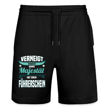 Glückwunsch zur bestandenen Prüfung lustiges - Stanley/Stella Unisex Bio Joggingshorts Trainer  - Schwarz - Vorne - Nik (191cm) & Marisol (170cm)
