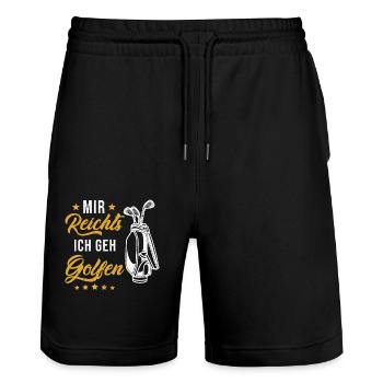 Golf Golfer Geschenk - Stanley/Stella Unisex Bio Joggingshorts Trainer  - Schwarz - Vorne - Nik (191cm) & Marisol (170cm)