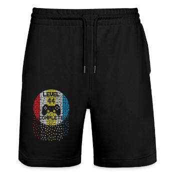 44th Birthday Level 44 Complete Pixel Gaming Game - Stanley/Stella Trainer Unisex Organic Jogging Shorts - black - Front - Nik (191cm) & Marisol (170cm)