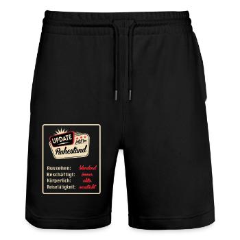 Pension, pension, retirement - Stanley/Stella Trainer Unisex Organic Jogging Shorts - black - Front - Nik (191cm) & Marisol (170cm)