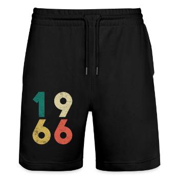 1966 Vintage Birthday Retro - Stanley/Stella Trainer Unisex Organic Jogging Shorts - black - Front - Nik (191cm) & Marisol (170cm)