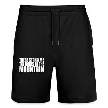 There Stand Me The Hairs To The Mountain Denglisch - Stanley/Stella Unisex Bio Joggingshorts Trainer  - Schwarz - Vorne - Nik (191cm) & Marisol (170cm)