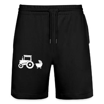 Tractor with baby cart - Stanley/Stella Trainer Unisex Organic Jogging Shorts - black - Front - Nik (191cm) & Marisol (170cm)