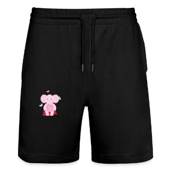 Elephant Superhero - Stanley/Stella Trainer Unisex Organic Jogging Shorts - black - Front - Nik (191cm) & Marisol (170cm)