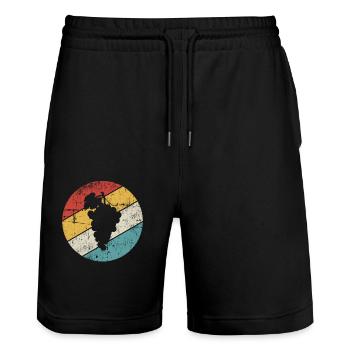 Obst Trauben Wein Traube Weinrebe Retro Geschenk - Stanley/Stella Unisex Bio Joggingshorts Trainer  - Schwarz - Vorne - Nik (191cm) & Marisol (170cm)