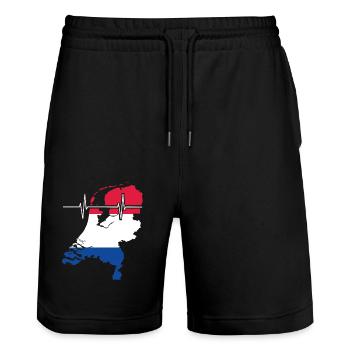 Pays-Bas Herzschlag Flagge Vintage Pays-Bas - Short de jogging bio TRAINER Stanley/Stella unisexe - noir - Devant - Nik (191cm) & Marisol (170cm)